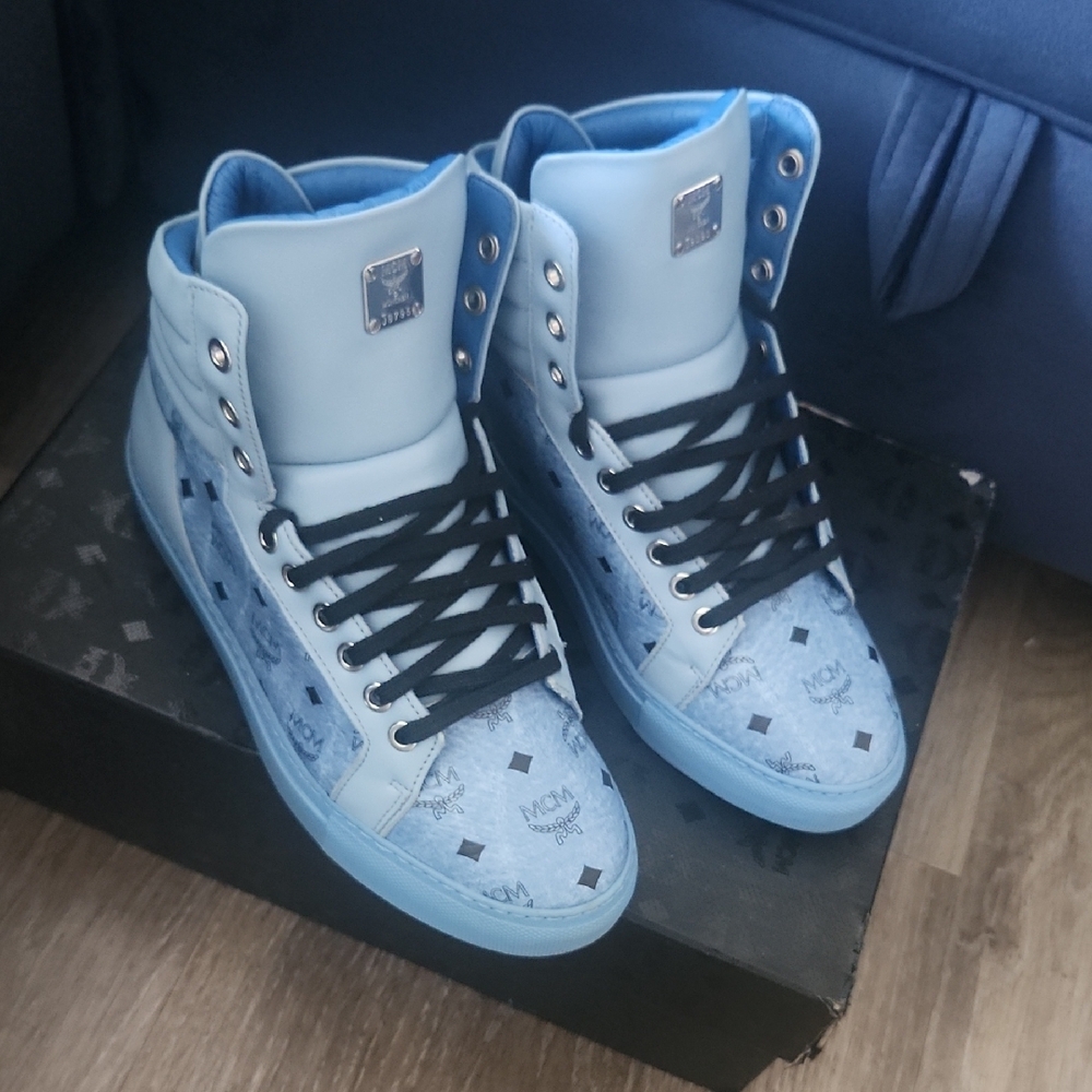 MCM Blue High-Top Sneakers - Picture 2 of 6